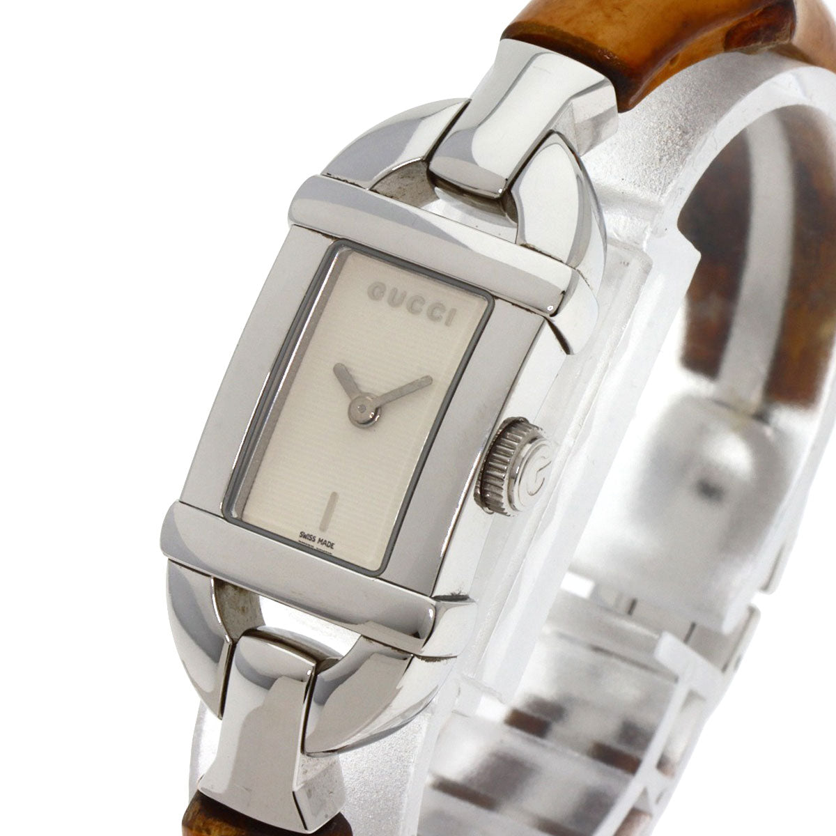 GUCCI Watches Quartz 6800L Stainless Steel, Bamboo Silver Bamboo Silver dial Women Used