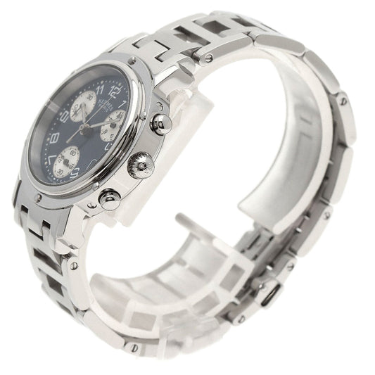 HERMES Watches Quartz CL1.310 Stainless Steel , Stainless Steel Silver Clipper Chronograph blue dial Women Used