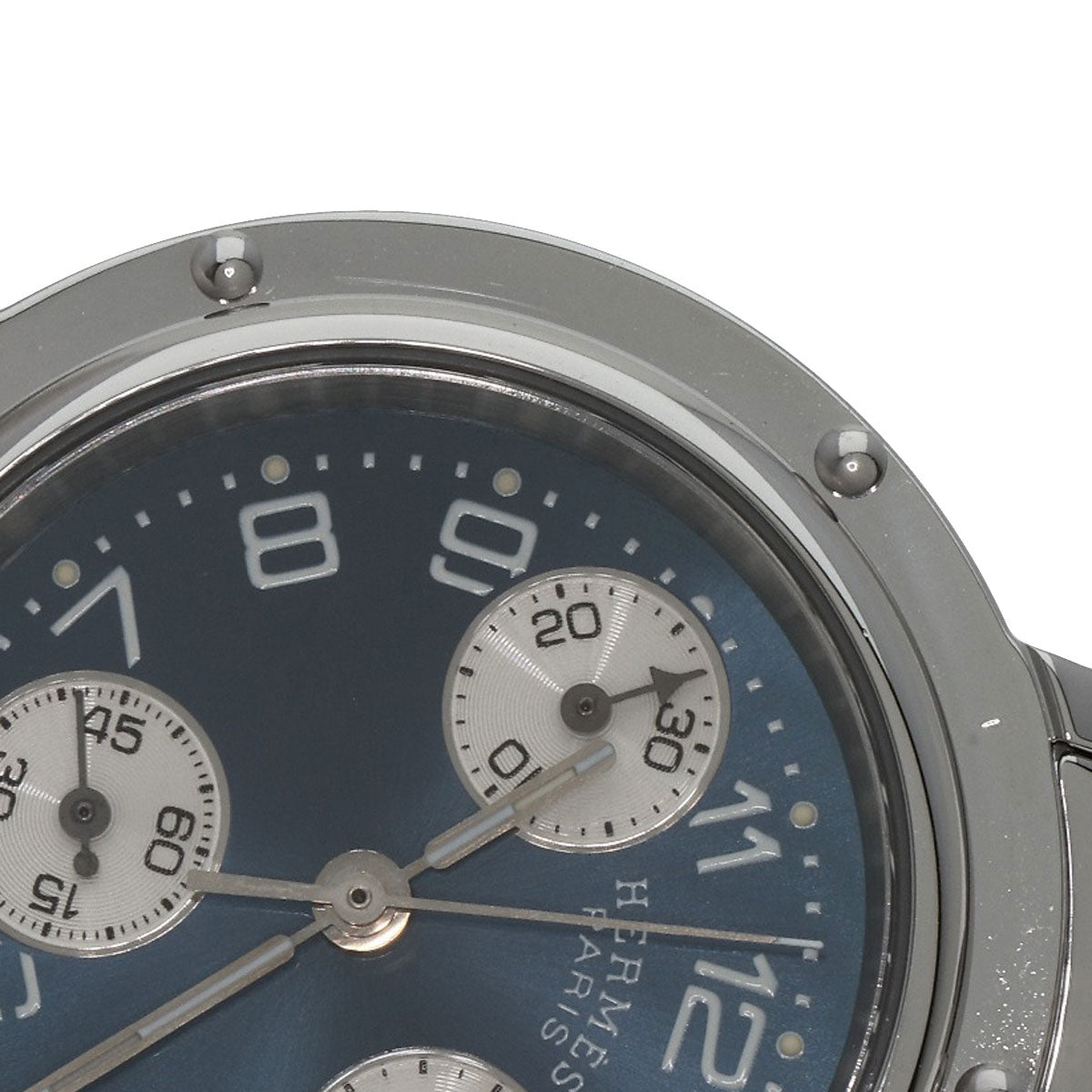 HERMES Watches Quartz CL1.310 Stainless Steel , Stainless Steel Silver Clipper Chronograph blue dial Women Used