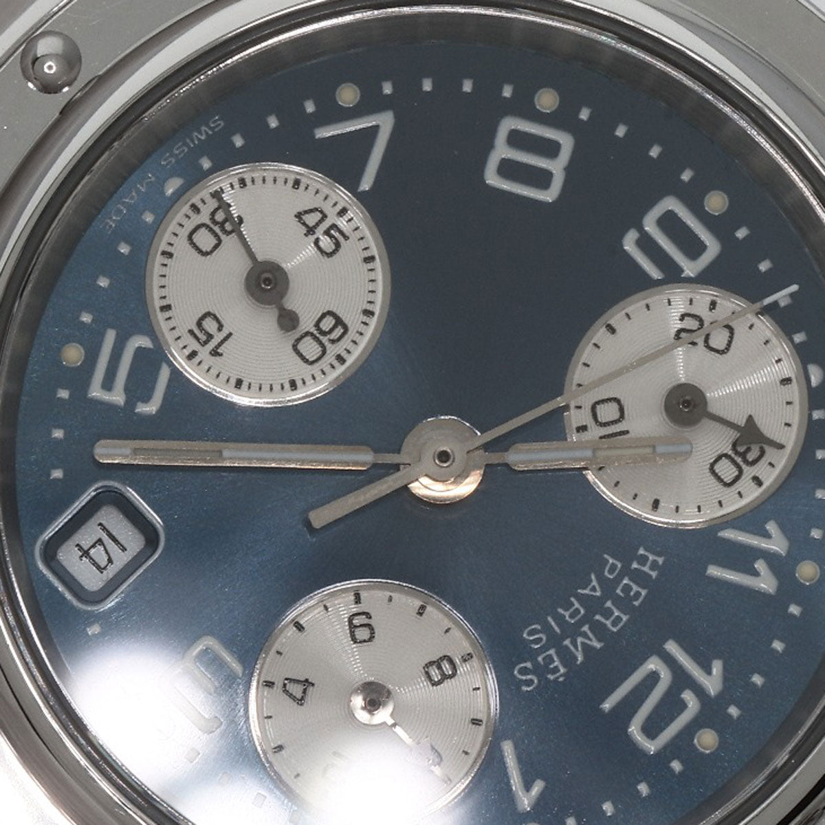 HERMES Watches Quartz CL1.310 Stainless Steel , Stainless Steel Silver Clipper Chronograph blue dial Women Used
