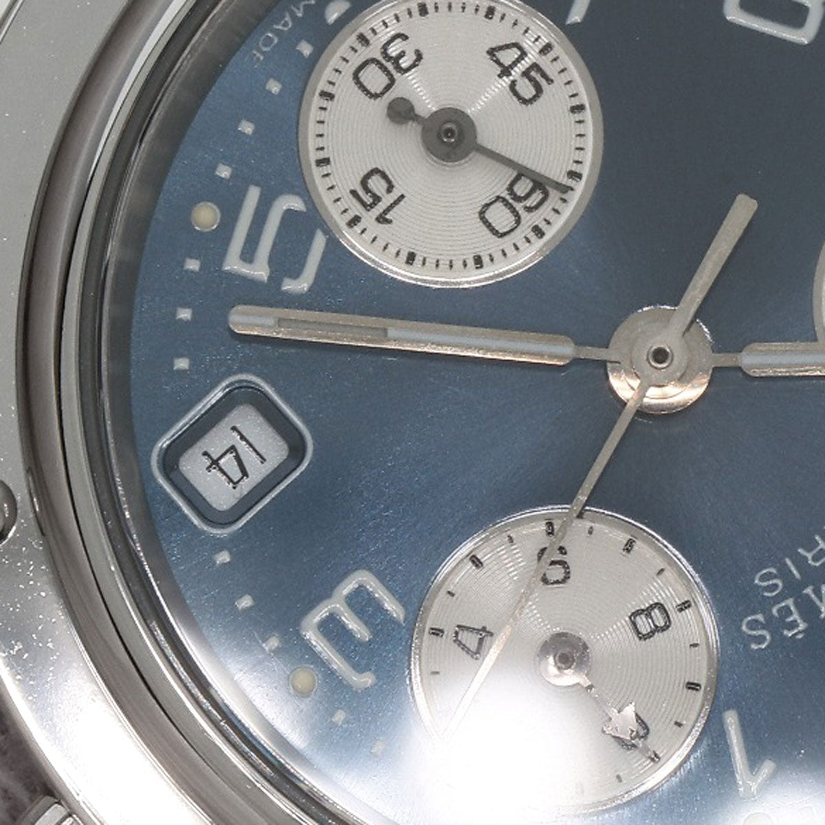 HERMES Watches Quartz CL1.310 Stainless Steel , Stainless Steel Silver Clipper Chronograph blue dial Women Used