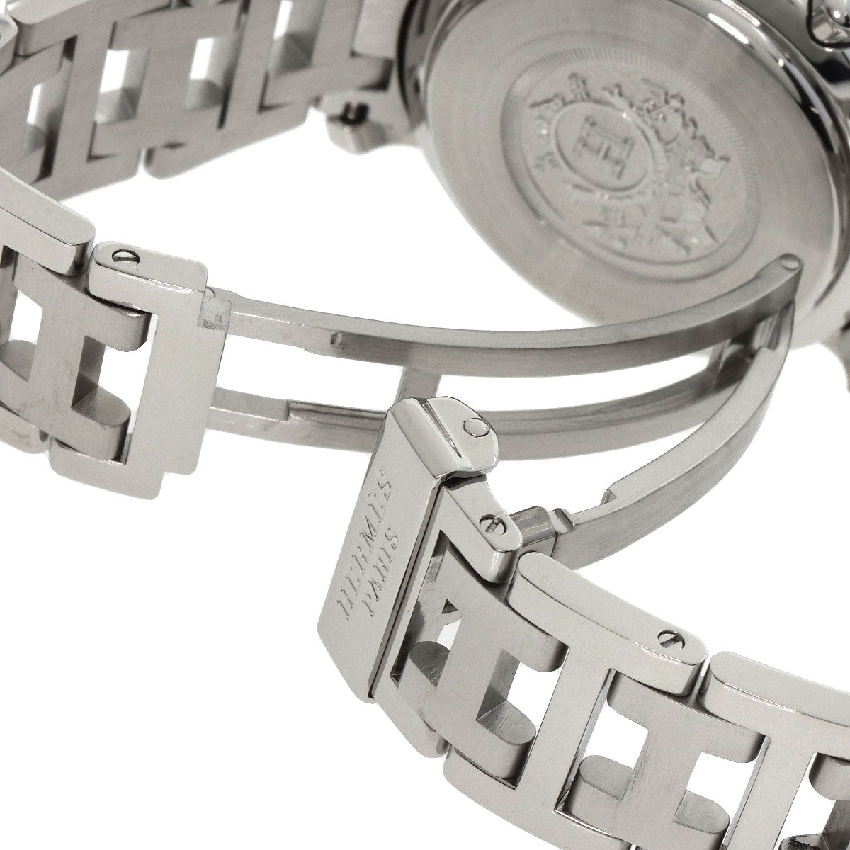 HERMES Watches Quartz CL1.310 Stainless Steel , Stainless Steel Silver Clipper Chronograph blue dial Women Used