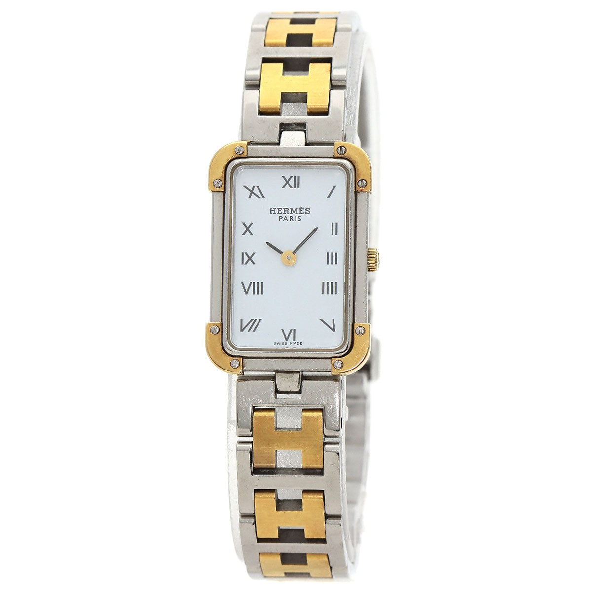 HERMES Watches Quartz CR1.220 Stainless Steel , SSxGP gold Clojure white dial Women Used