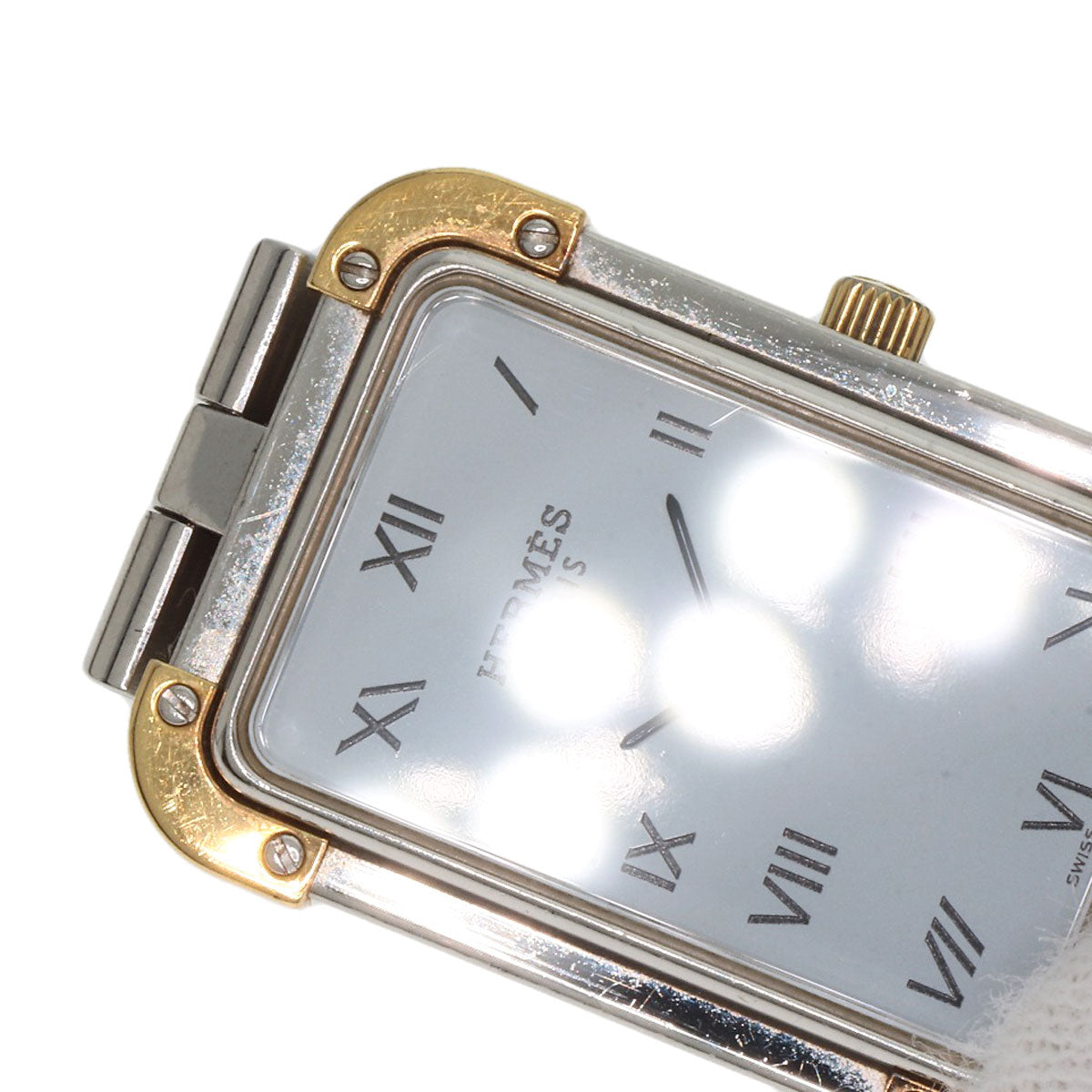 HERMES Watches Quartz CR1.220 Stainless Steel , SSxGP gold Clojure white dial Women Used