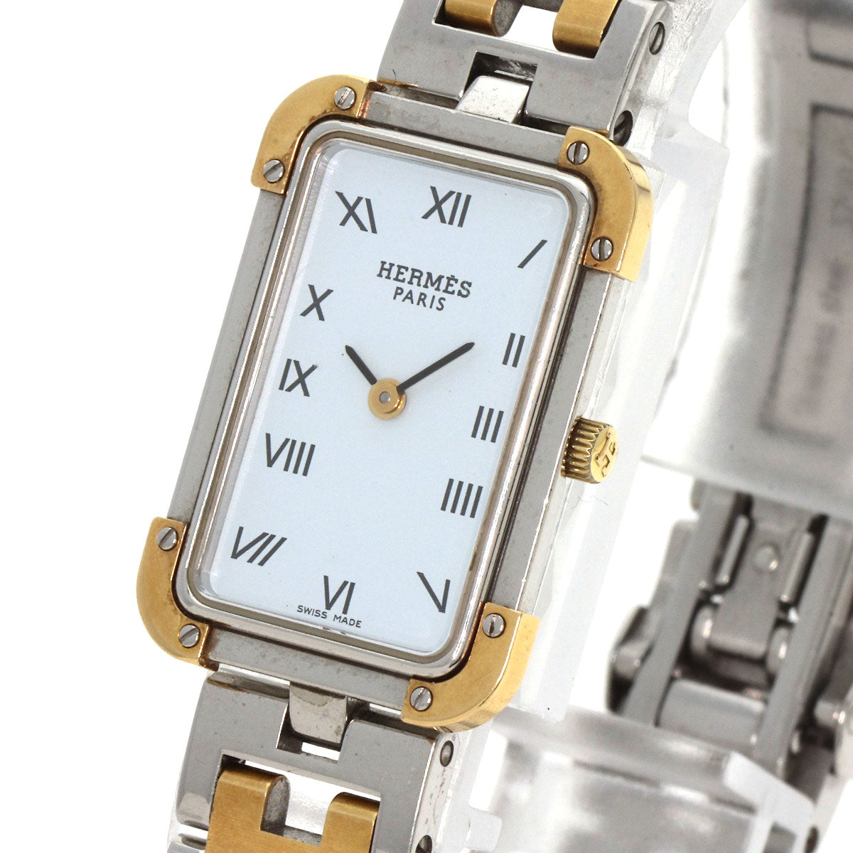 HERMES Watches Quartz CR1.220 Stainless Steel , SSxGP gold Clojure white dial Women Used