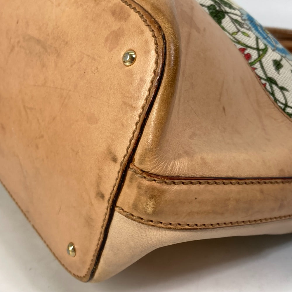 GUCCI Shoulder Bag 137385 Canvas / leather multicolor Flora floral pattern flower