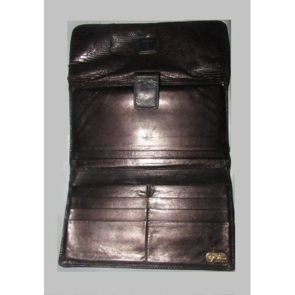 GUCCI Vintage Brown Snakeskin XL Checkbook