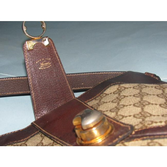 Gucci Vintage Pursesdesigner Purses Brown Leather And Large G Logo Print Coated Canvas With Redgreen