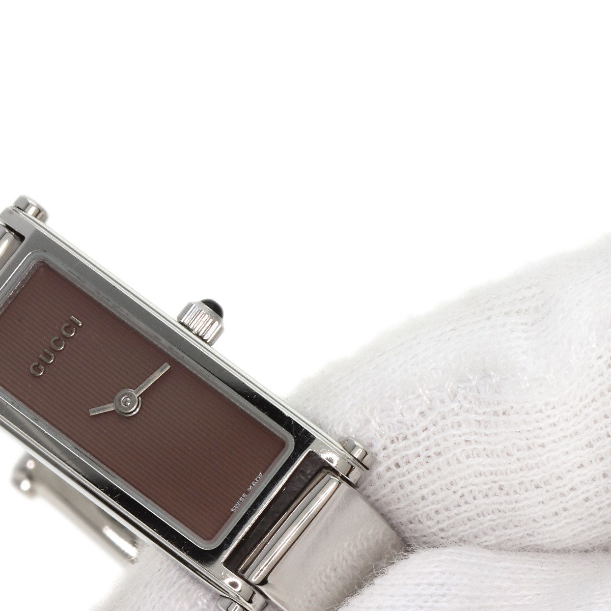 GUCCI Watches Quartz 1500L Stainless Steel , Stainless Steel Silver Square face Brown dial Women Used