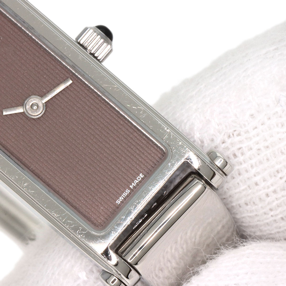 GUCCI Watches Quartz 1500L Stainless Steel , Stainless Steel Silver Square face Brown dial Women Used