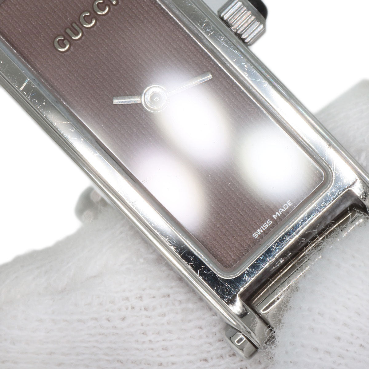 GUCCI Watches Quartz 1500L Stainless Steel , Stainless Steel Silver Square face Brown dial Women Used
