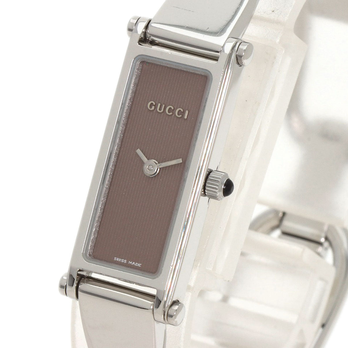 GUCCI Watches Quartz 1500L Stainless Steel , Stainless Steel Silver Square face Brown dial Women Used