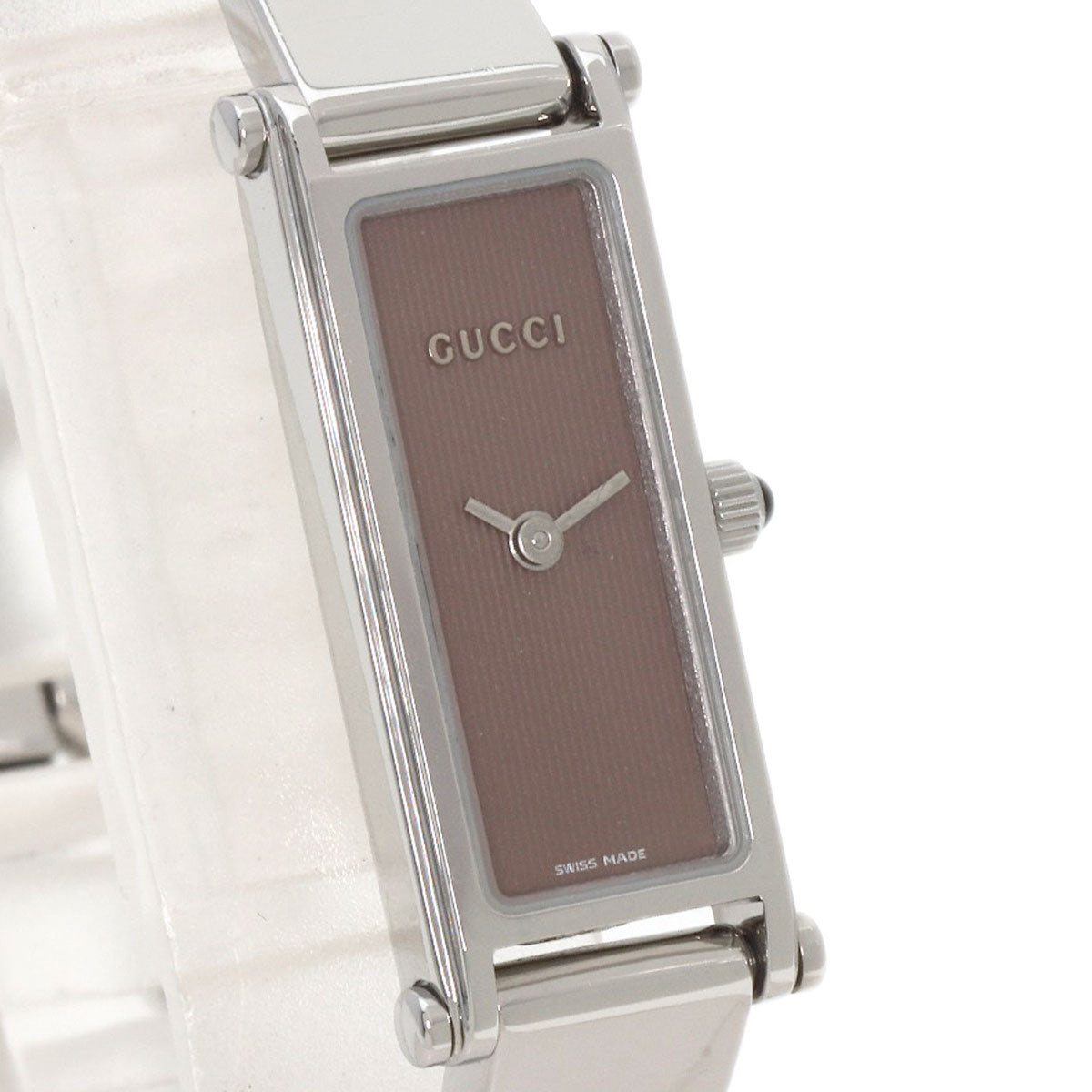 GUCCI Watches Quartz 1500L Stainless Steel , Stainless Steel Silver Square face Brown dial Women Used