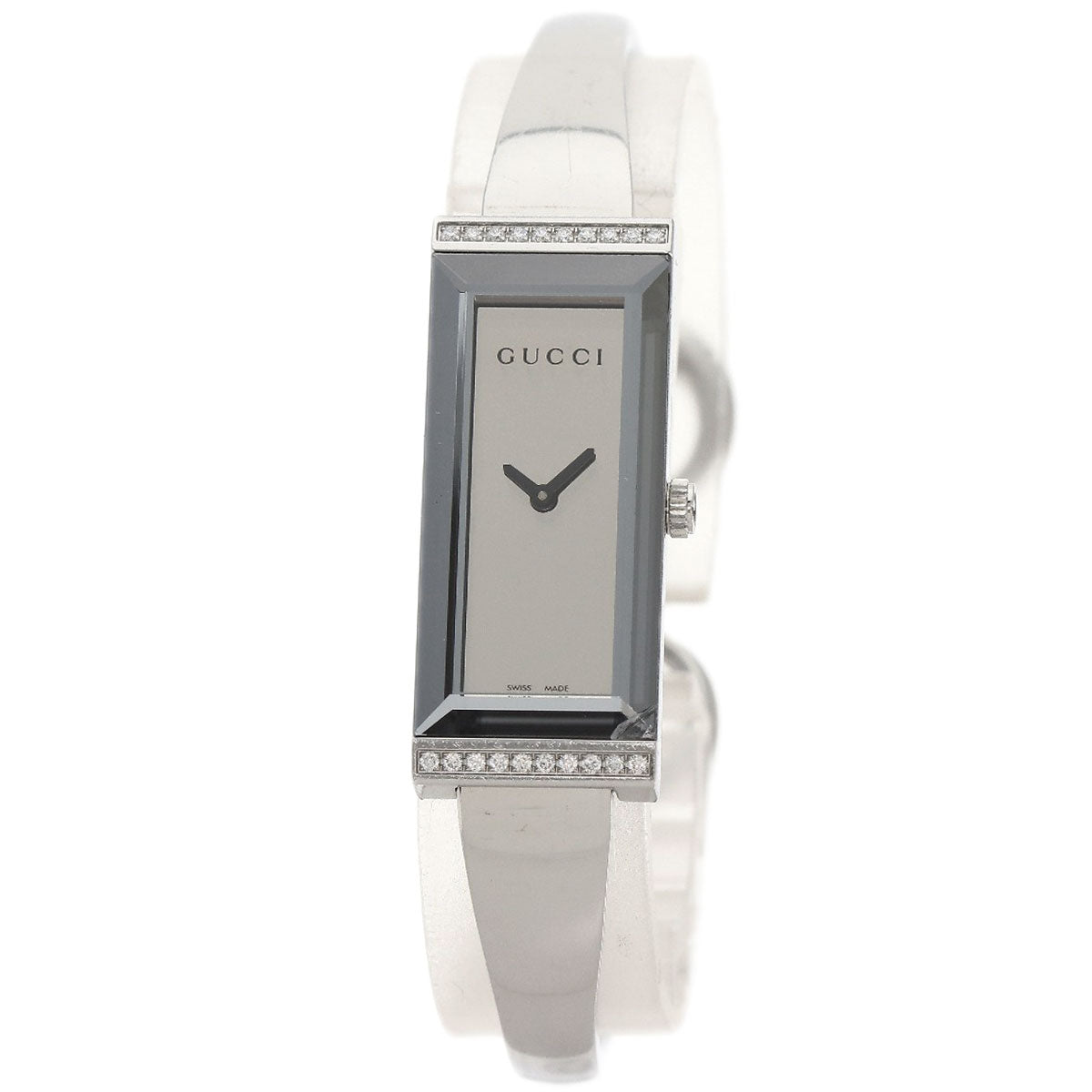 GUCCI Watches Quartz 127.5 Stainless Steel Silver Square Face Bezel Diamond mirror dial