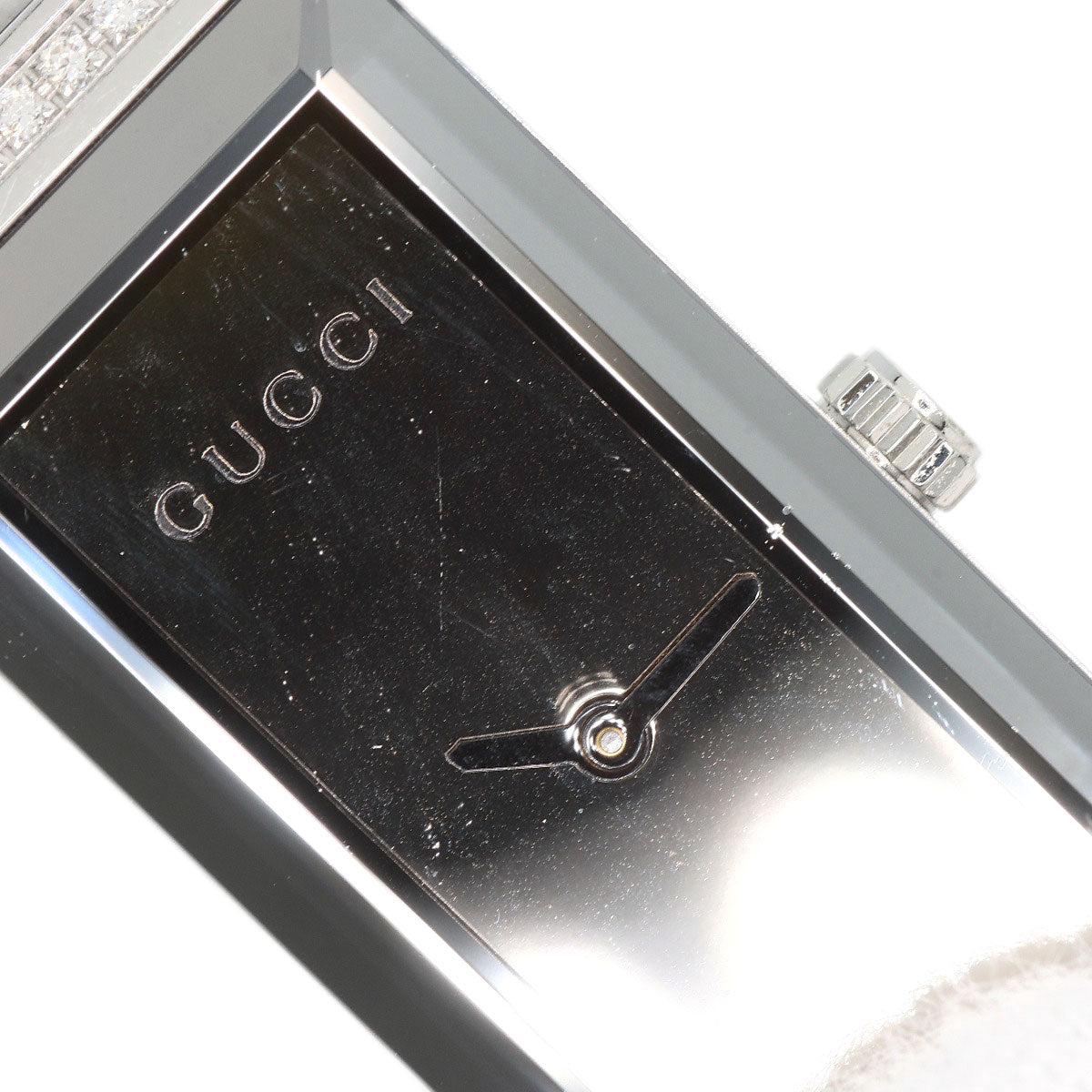 GUCCI Watches Quartz 127.5 Stainless Steel Silver Square Face Bezel Diamond mirror dial