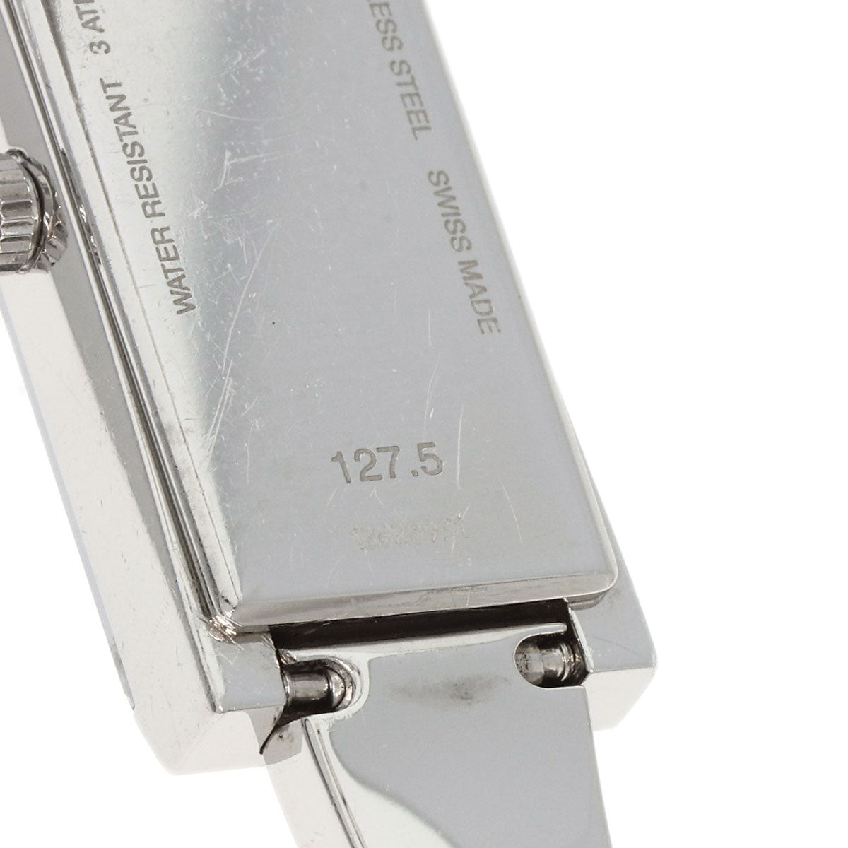 GUCCI Watches Quartz 127.5 Stainless Steel Silver Square Face Bezel Diamond mirror dial