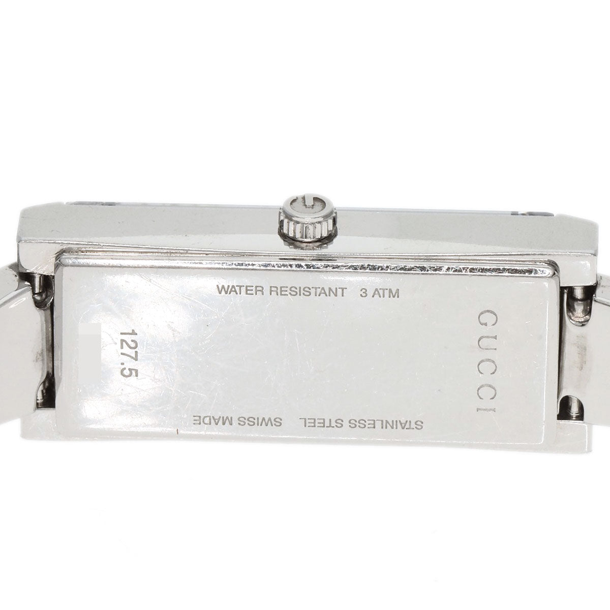 GUCCI Watches Quartz 127.5 Stainless Steel Silver Square Face Bezel Diamond mirror dial
