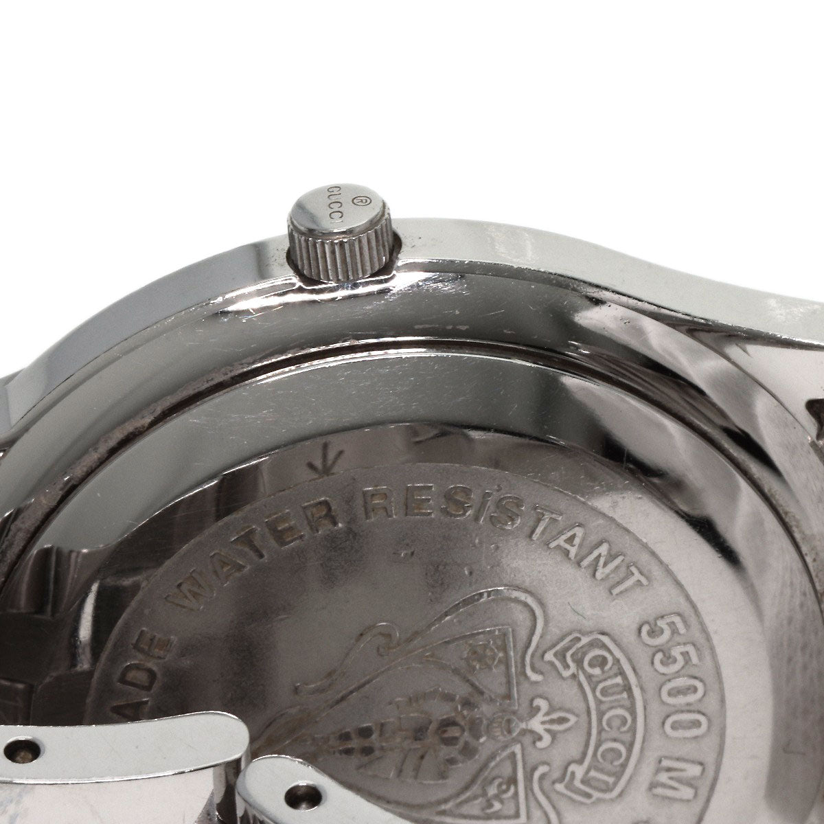 GUCCI Watches Quartz 5500M Stainless Steel , Stainless Steel Silver Round face black dial mens Used