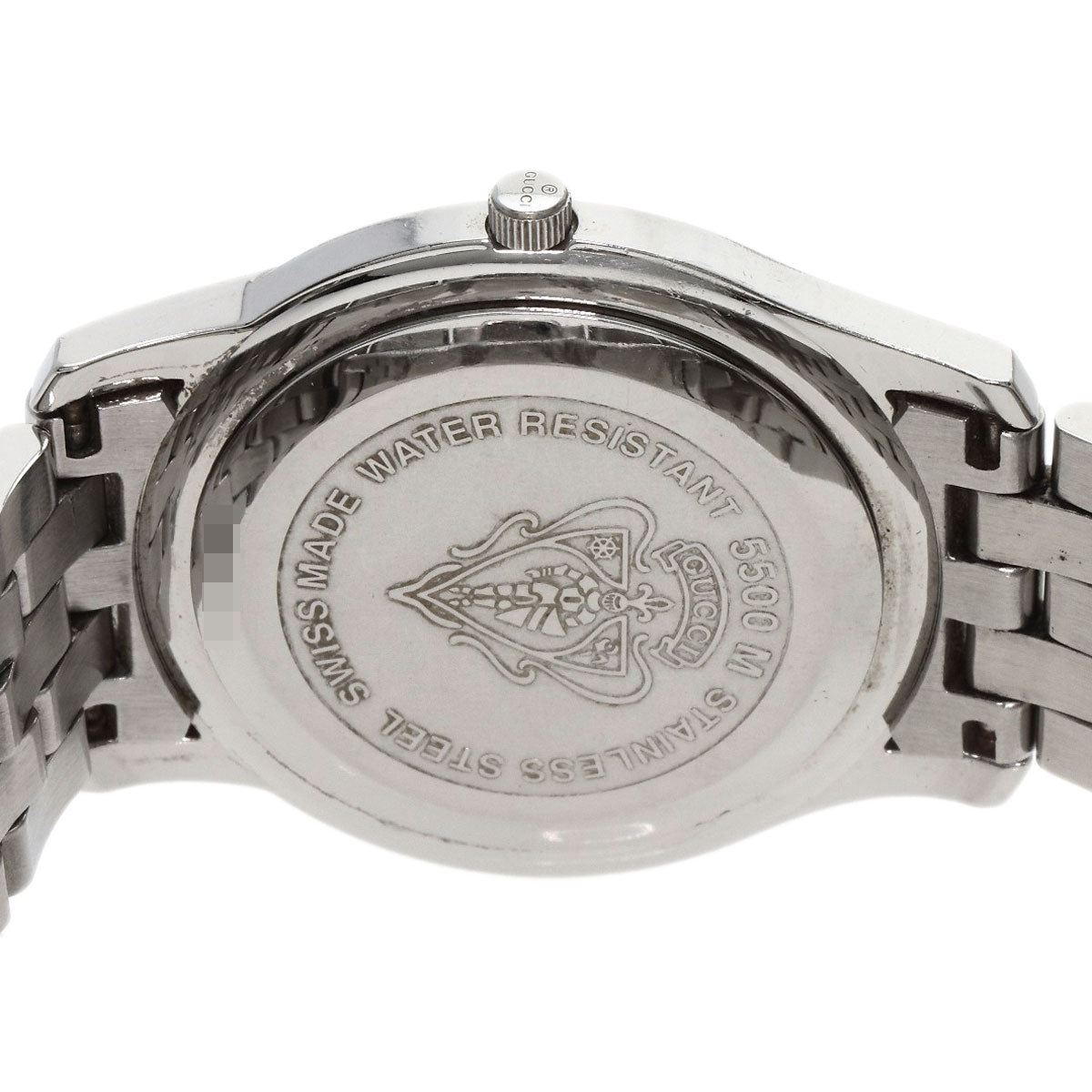 GUCCI Watches Quartz 5500M Stainless Steel , Stainless Steel Silver Round face black dial mens Used