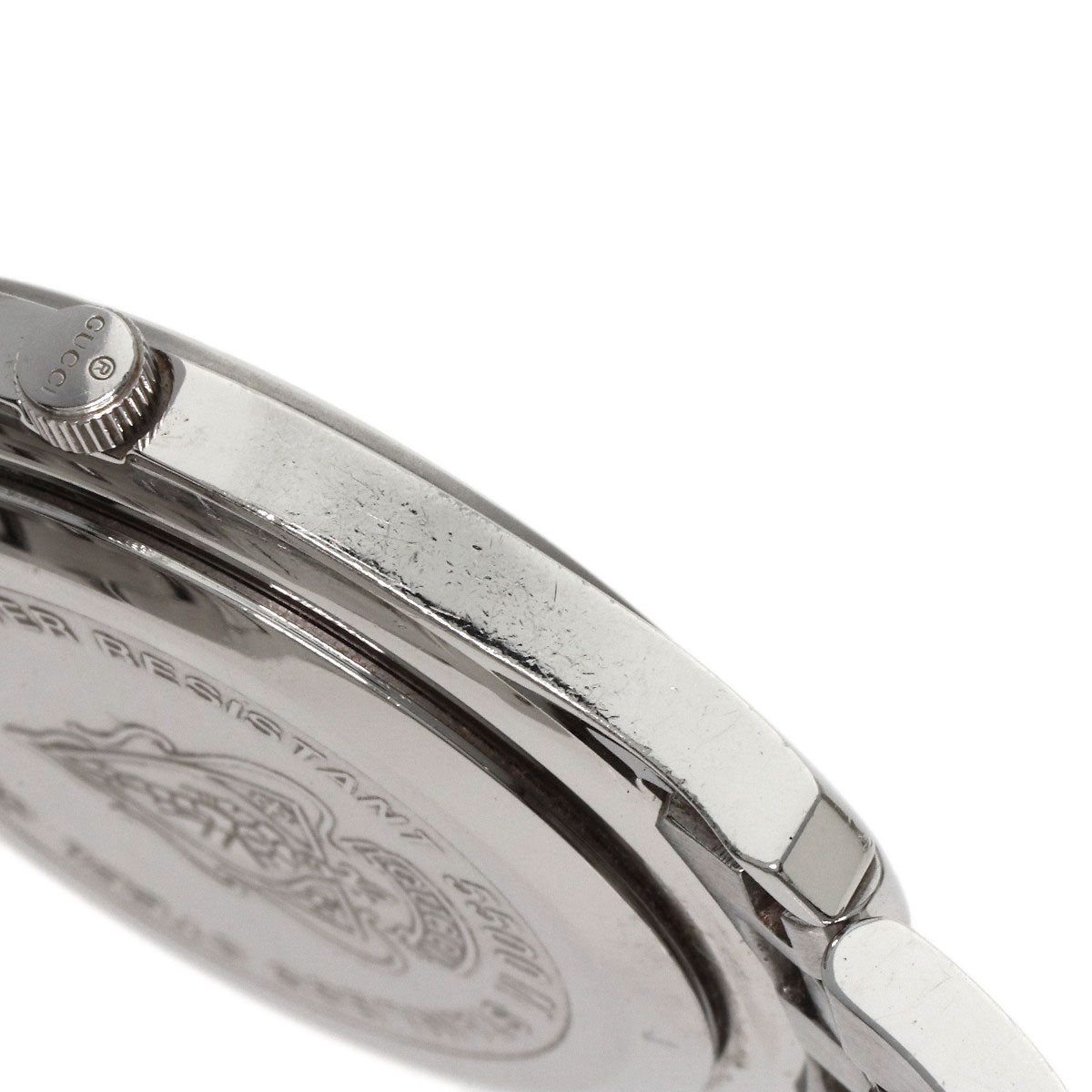 GUCCI Watches Quartz 5500M Stainless Steel , Stainless Steel Silver Round face black dial mens Used