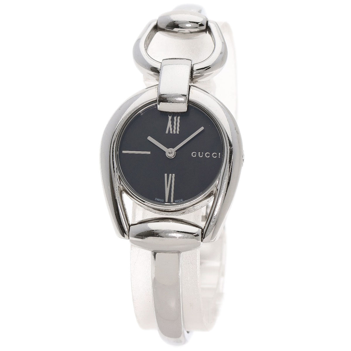 GUCCI Watches Quartz 139.5 Stainless Steel Silver Horsebit Black shell dial