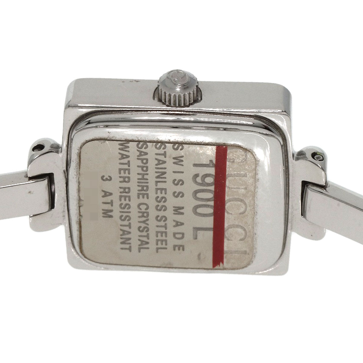 GUCCI Watches Quartz 1900L Stainless Steel , Stainless Steel Silver Square face bangle black dial Women Used