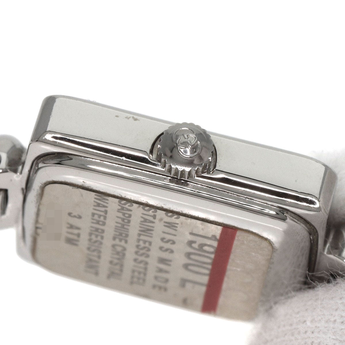 GUCCI Watches Quartz 1900L Stainless Steel , Stainless Steel Silver Square face bangle black dial Women Used