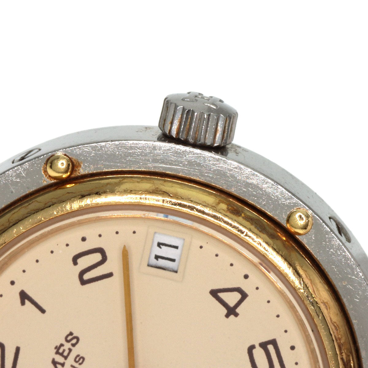 HERMES Watches Quartz Stainless Steel , SSxGP gold Clipper Old Belt cream dial Women Used