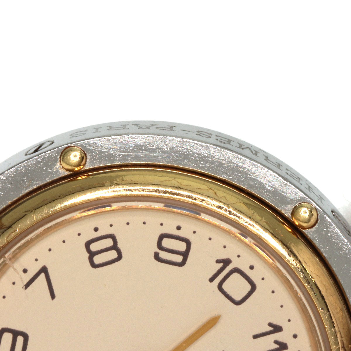 HERMES Watches Quartz Stainless Steel , SSxGP gold Clipper Old Belt cream dial Women Used