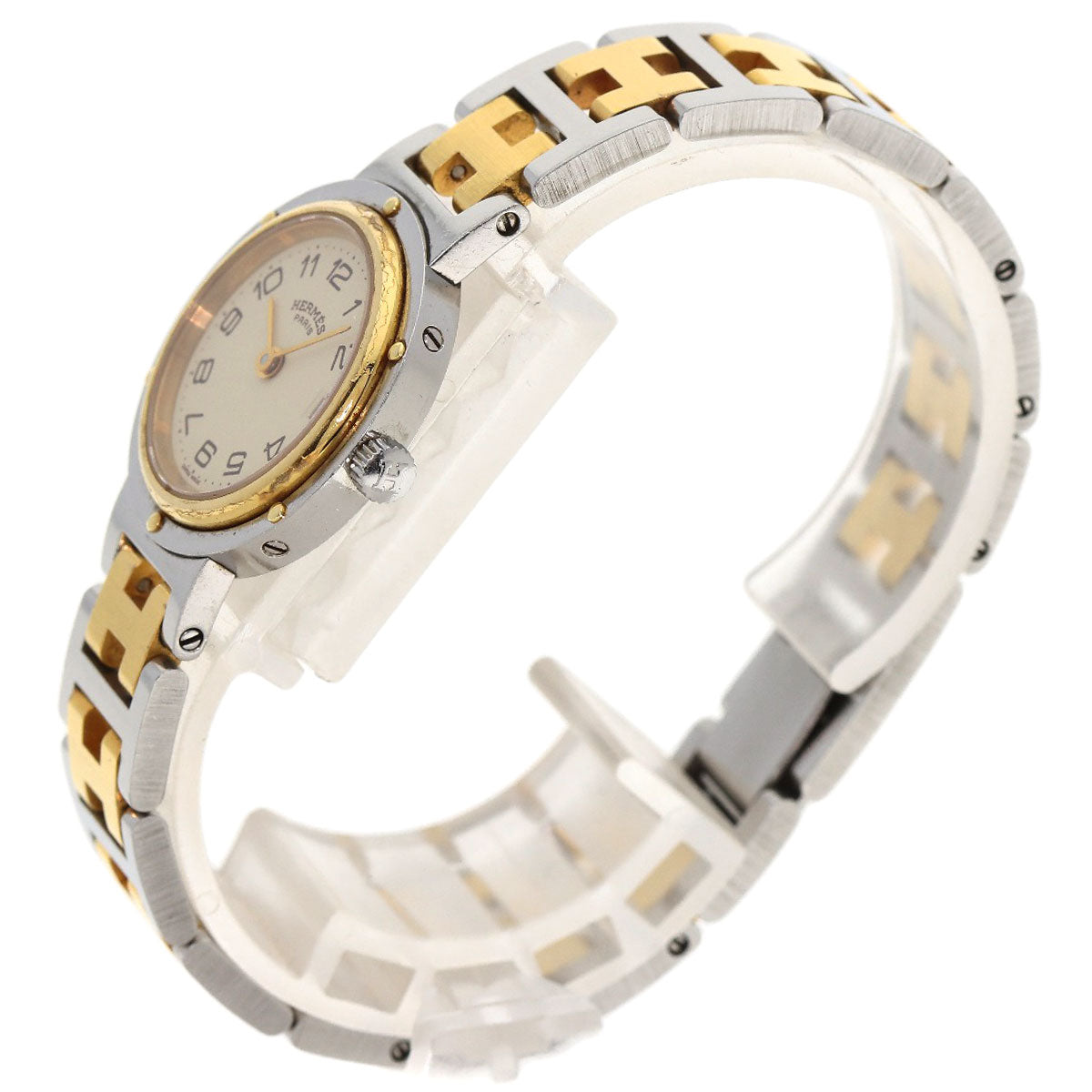 HERMES Watches Quartz Stainless Steel , SSxGP gold Clipper Old Belt cream dial Women Used