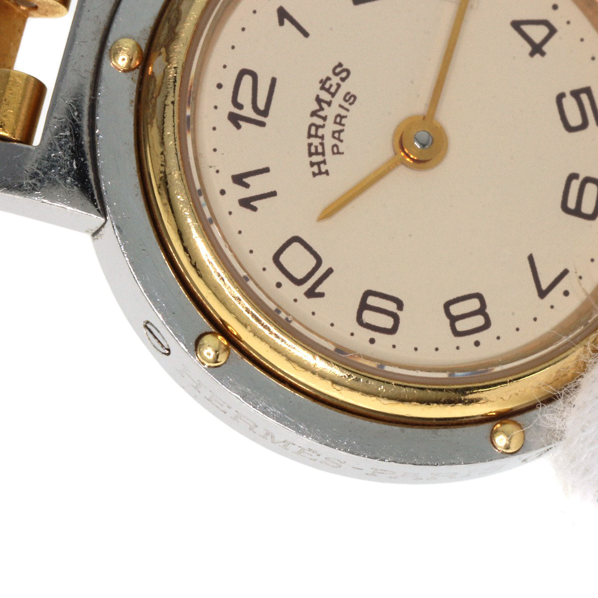HERMES Watches Quartz Stainless Steel , SSxGP gold Clipper Old Belt cream dial Women Used
