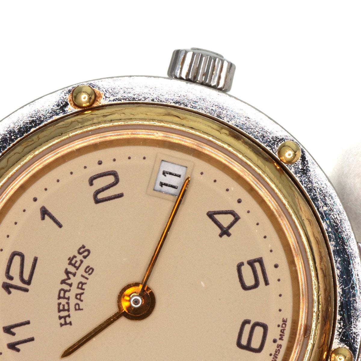 HERMES Watches Quartz Stainless Steel , SSxGP gold Clipper Old Belt cream dial Women Used