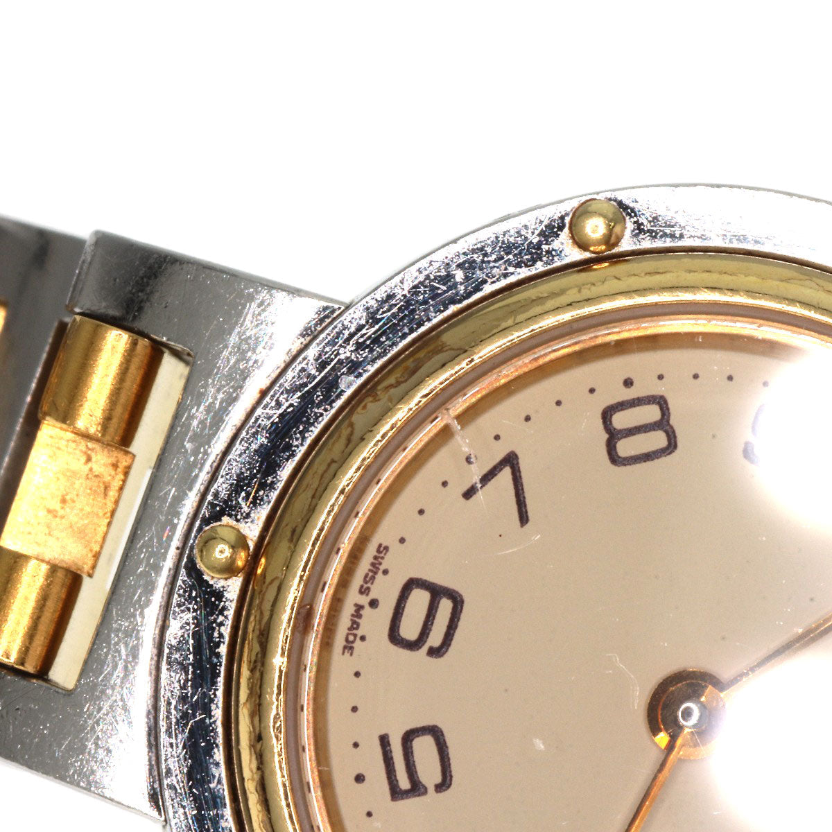 HERMES Watches Quartz Stainless Steel , SSxGP gold Clipper Old Belt cream dial Women Used