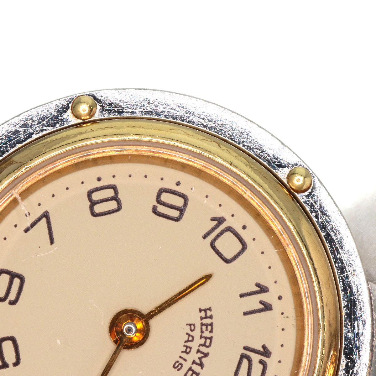 HERMES Watches Quartz Stainless Steel , SSxGP gold Clipper Old Belt cream dial Women Used