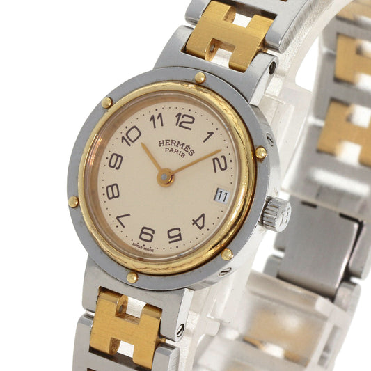 HERMES Watches Quartz Stainless Steel , SSxGP gold Clipper Old Belt cream dial Women Used