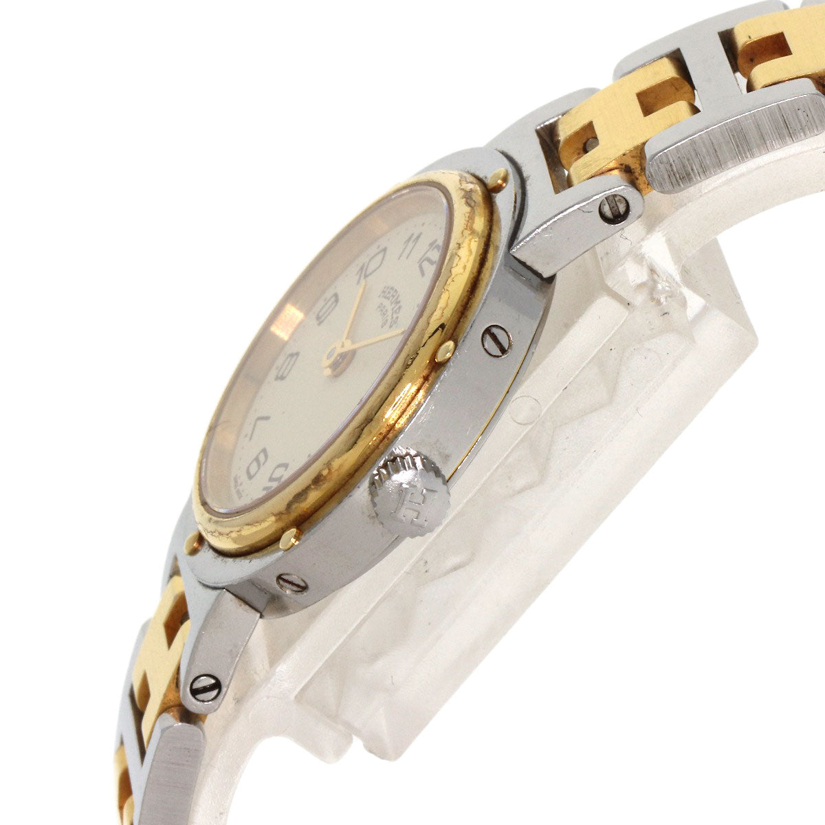 HERMES Watches Quartz Stainless Steel , SSxGP gold Clipper Old Belt cream dial Women Used