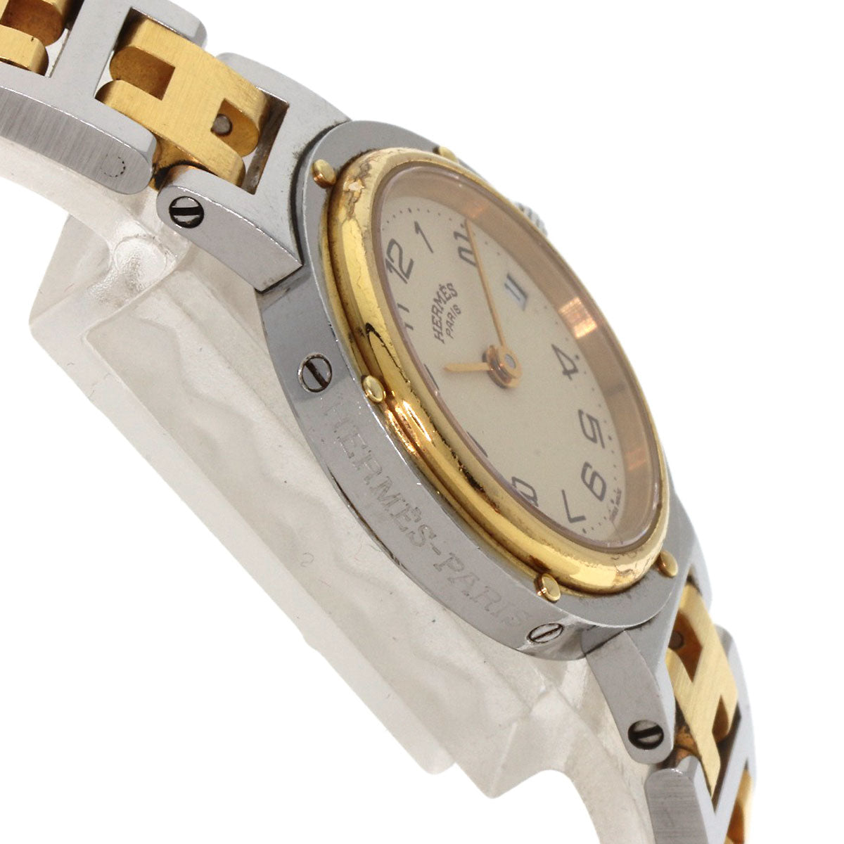 HERMES Watches Quartz Stainless Steel , SSxGP gold Clipper Old Belt cream dial Women Used