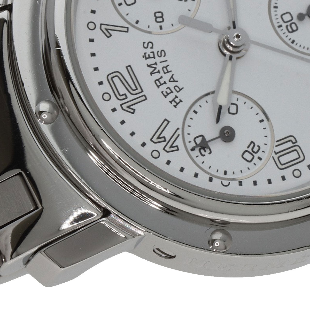HERMES Watches Quartz CL1.310 Stainless Steel , Stainless Steel Silver Clipper Chronograph New Buckle white dial Women Used