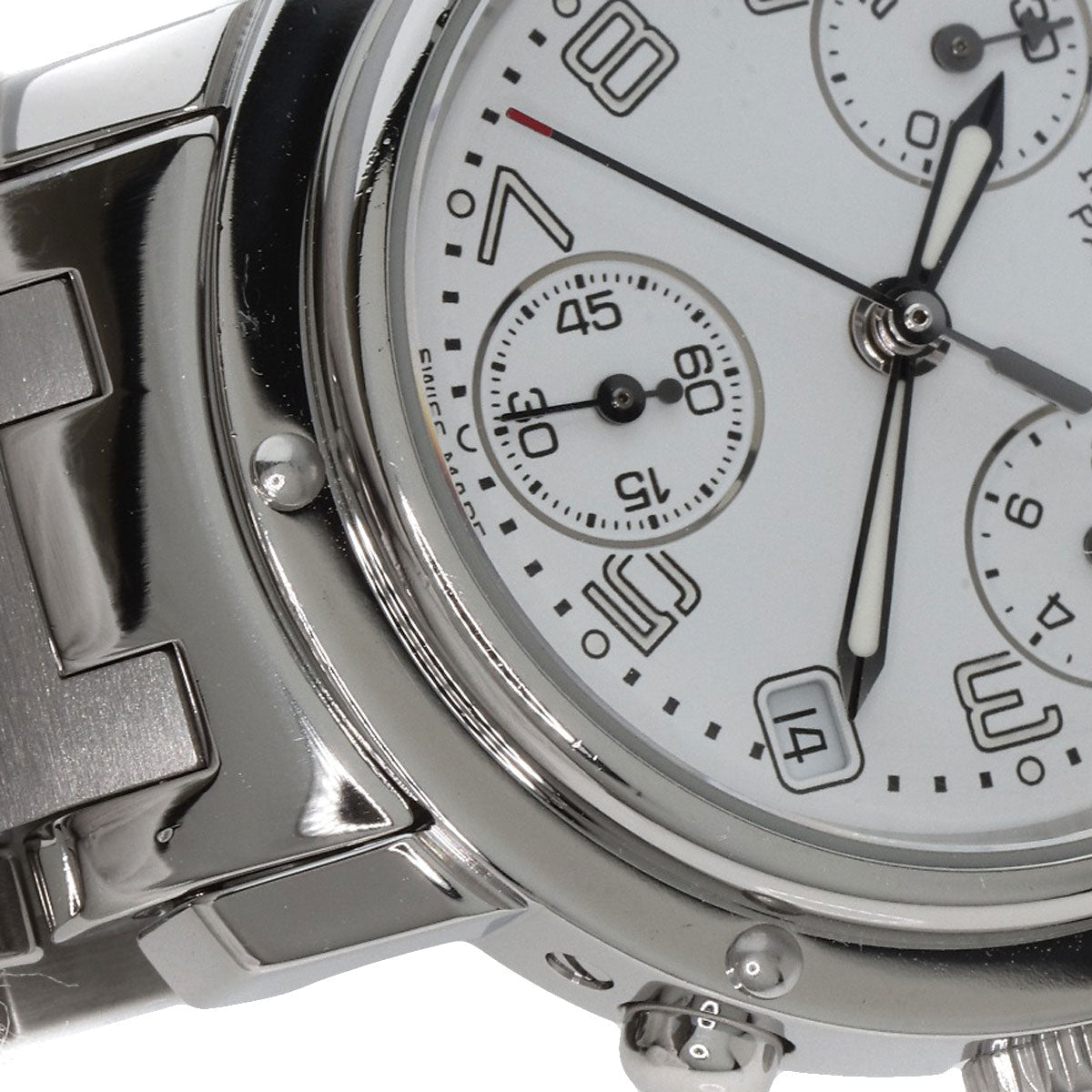 HERMES Watches Quartz CL1.310 Stainless Steel , Stainless Steel Silver Clipper Chronograph New Buckle white dial Women Used