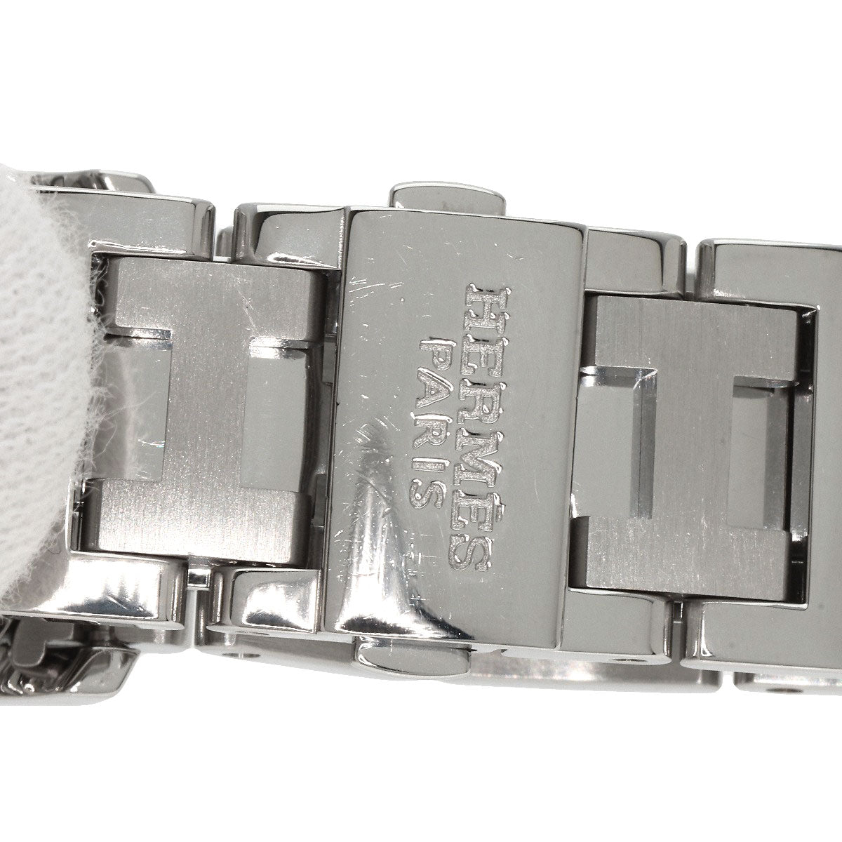 HERMES Watches Quartz CL1.310 Stainless Steel , Stainless Steel Silver Clipper Chronograph New Buckle white dial Women Used