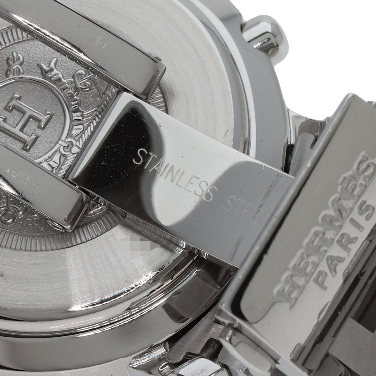 HERMES Watches Quartz CL1.310 Stainless Steel , Stainless Steel Silver Clipper Chronograph New Buckle white dial Women Used