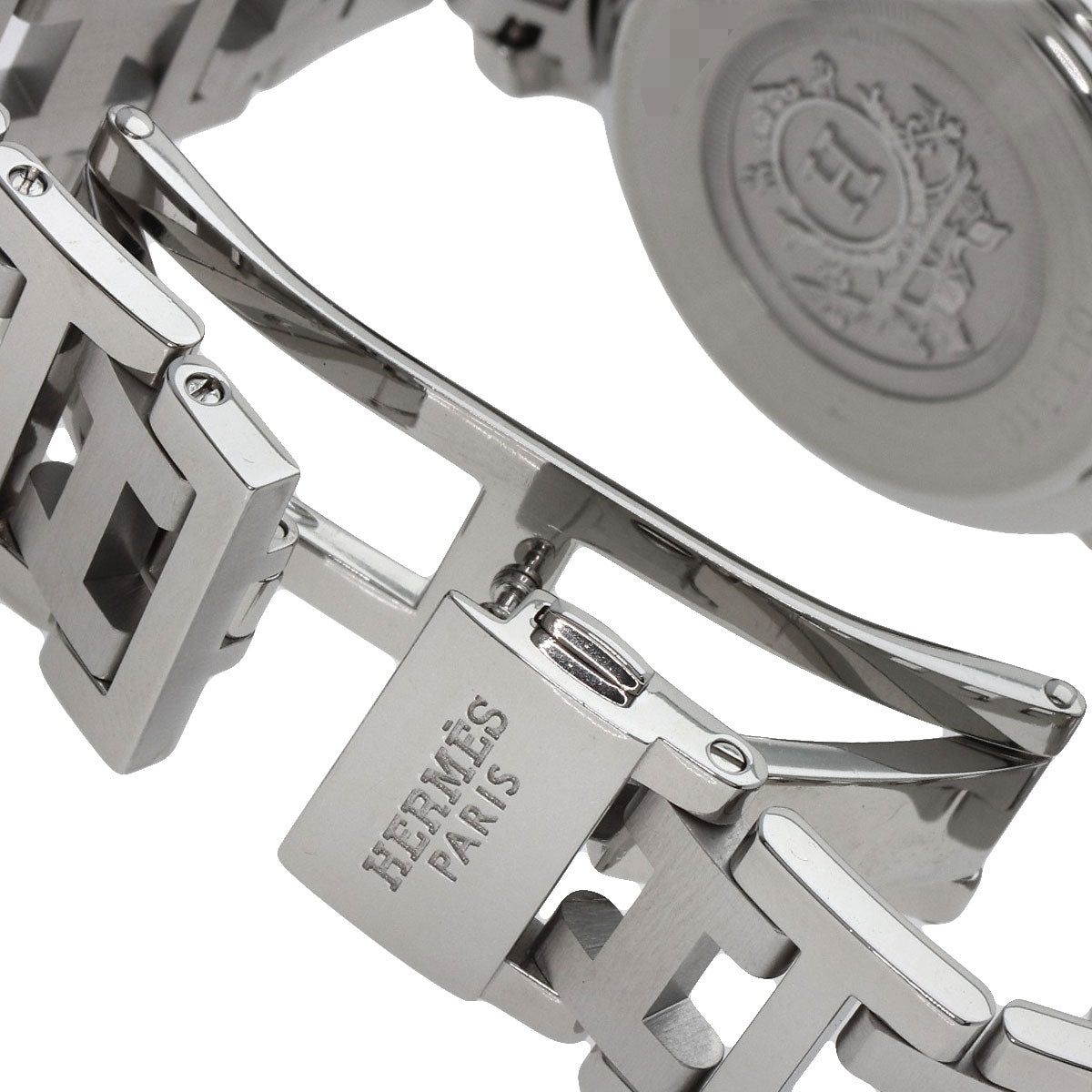 HERMES Watches Quartz CL1.310 Stainless Steel , Stainless Steel Silver Clipper Chronograph New Buckle white dial Women Used