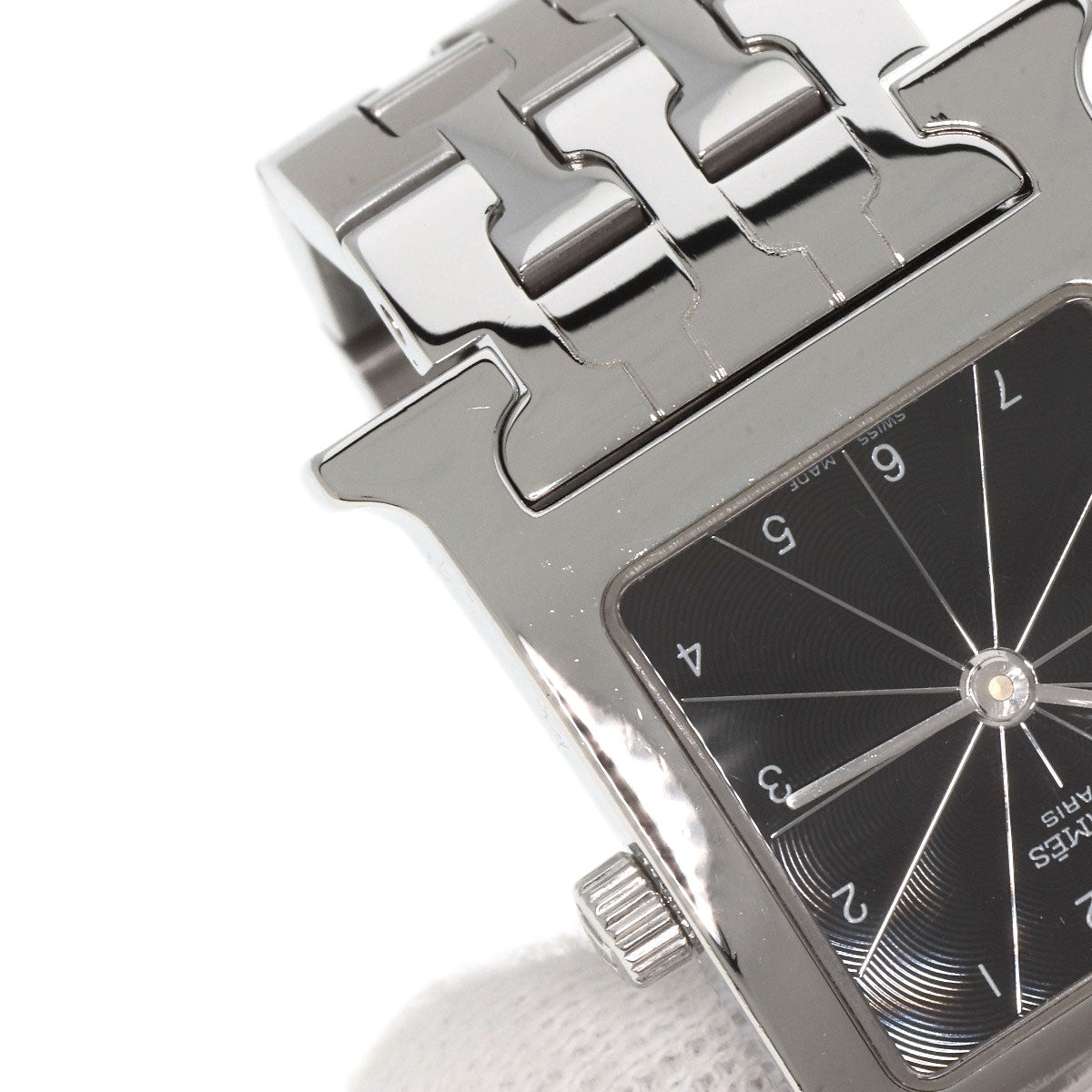 HERMES Watches Quartz HH1.210 Stainless Steel , Stainless Steel Silver H watch black dial Women Used