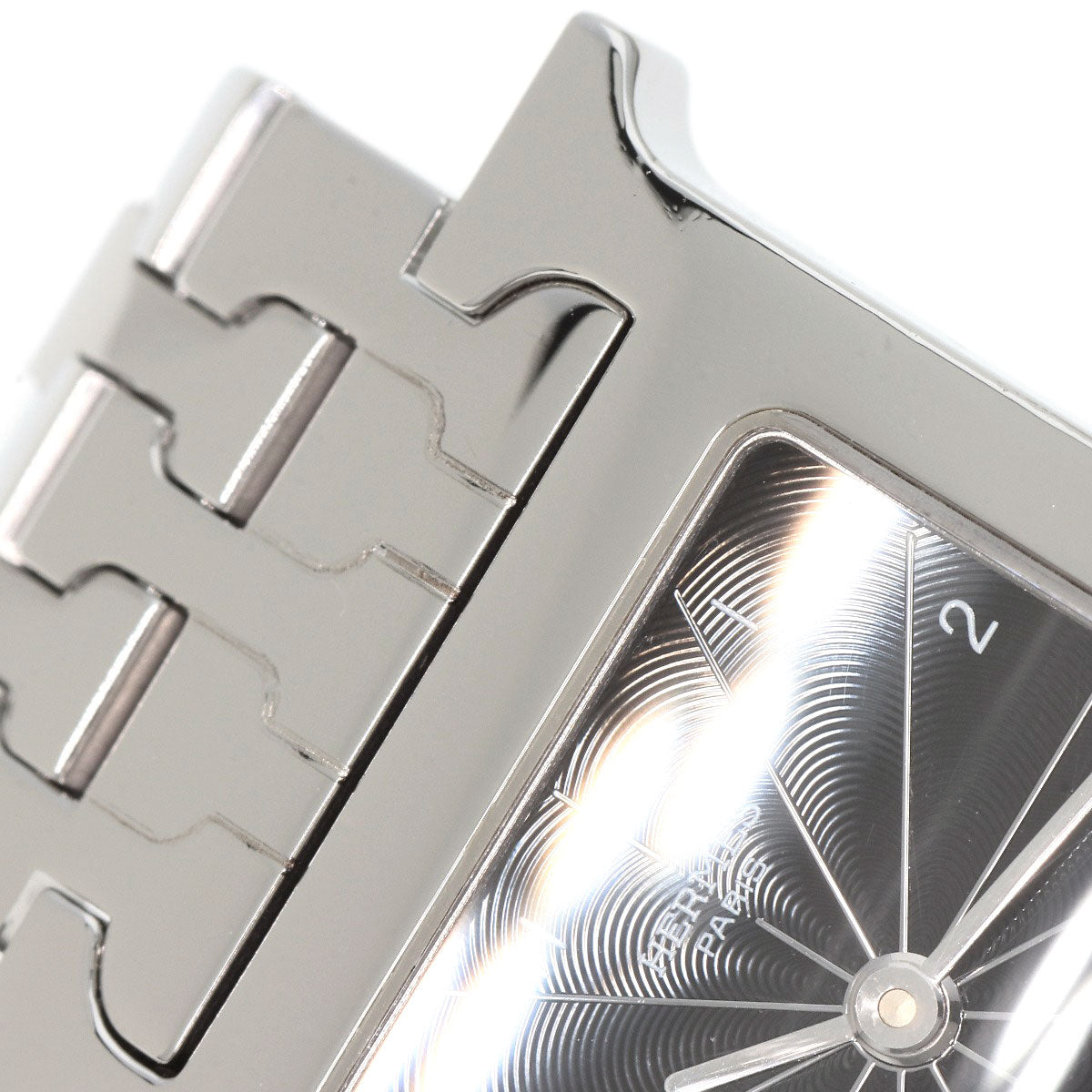 HERMES Watches Quartz HH1.210 Stainless Steel , Stainless Steel Silver H watch black dial Women Used
