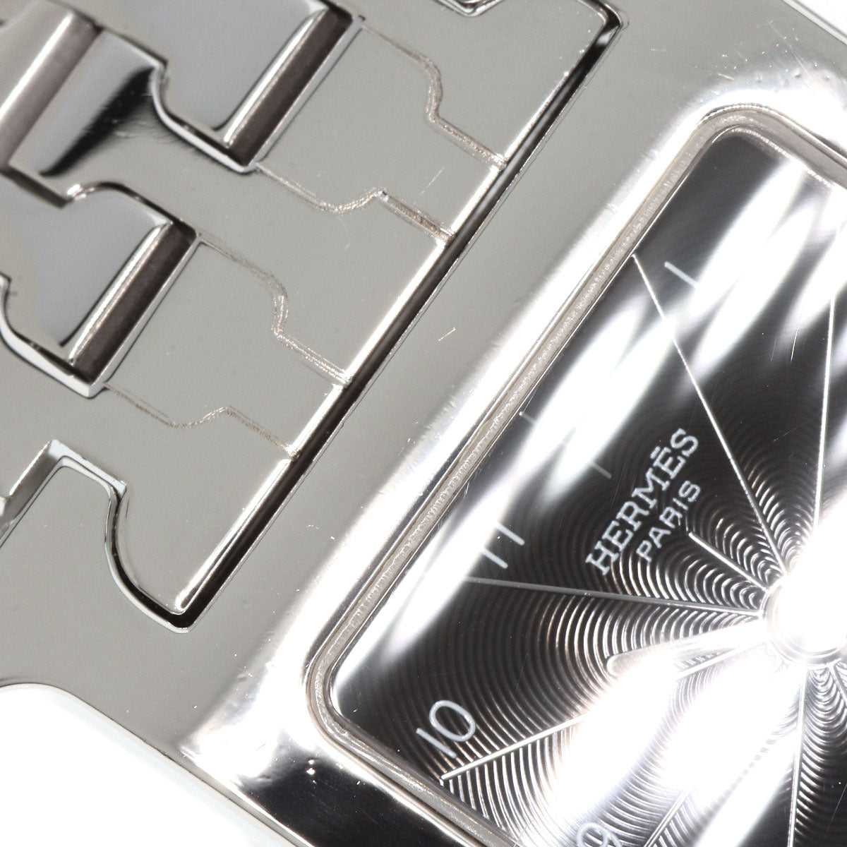 HERMES Watches Quartz HH1.210 Stainless Steel , Stainless Steel Silver H watch black dial Women Used