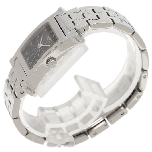 HERMES Watches Quartz HH1.210 Stainless Steel , Stainless Steel Silver H watch black dial Women Used