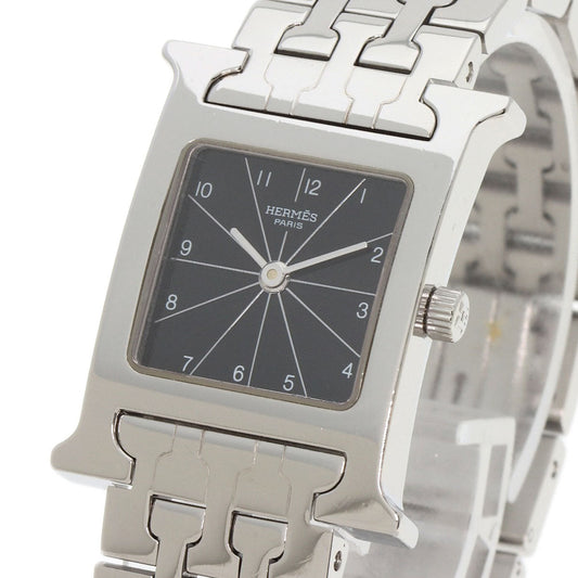 HERMES Watches Quartz HH1.210 Stainless Steel , Stainless Steel Silver H watch black dial Women Used