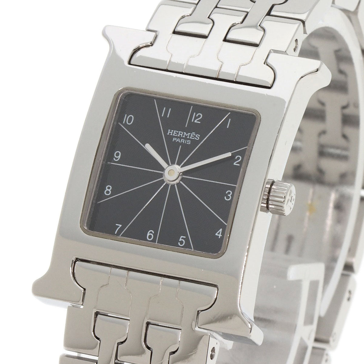 HERMES Watches Quartz HH1.210 Stainless Steel Silver H watch black dial