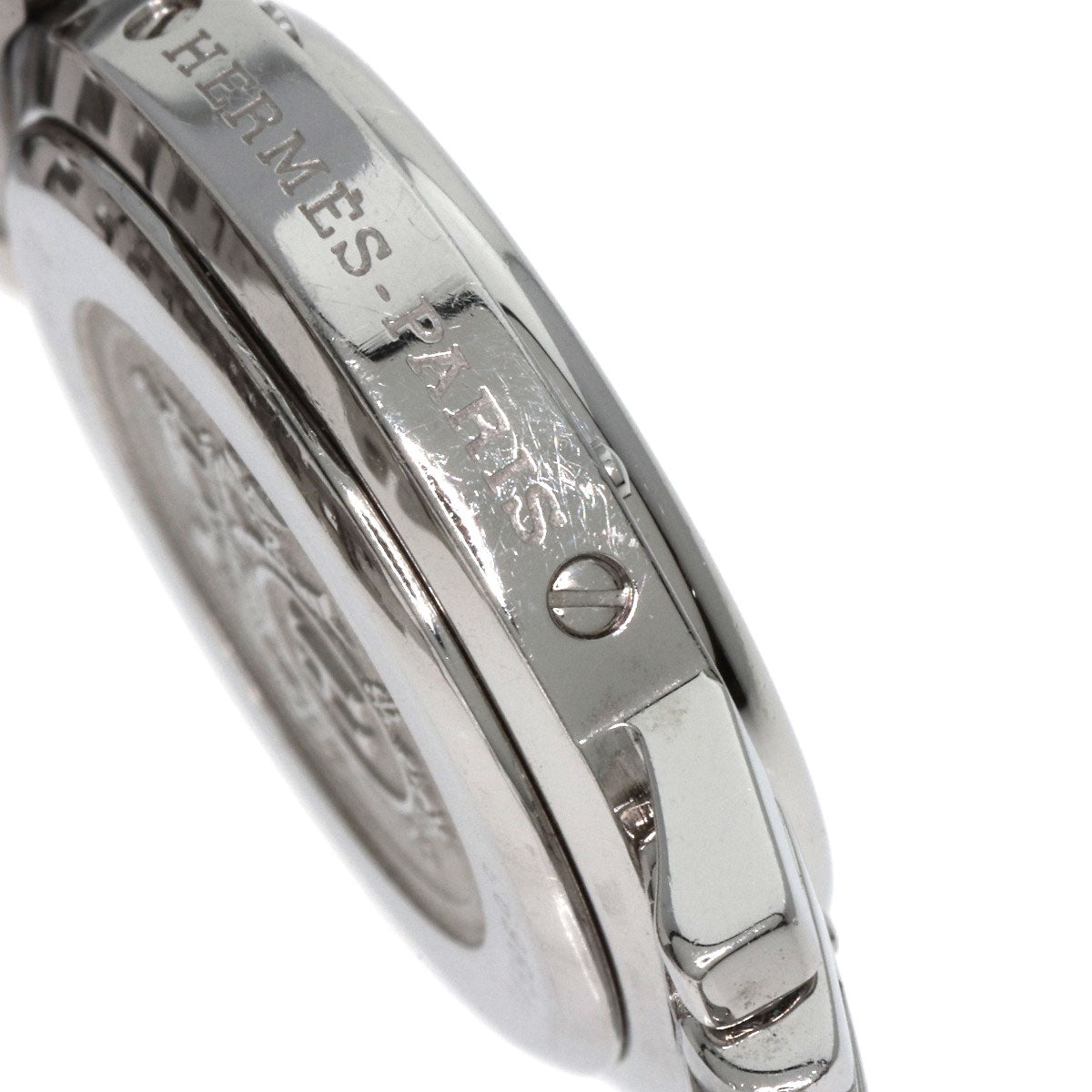 HERMES Watches Quartz CL4.210 Stainless Steel , Stainless Steel Silver Clipper black dial Women Used