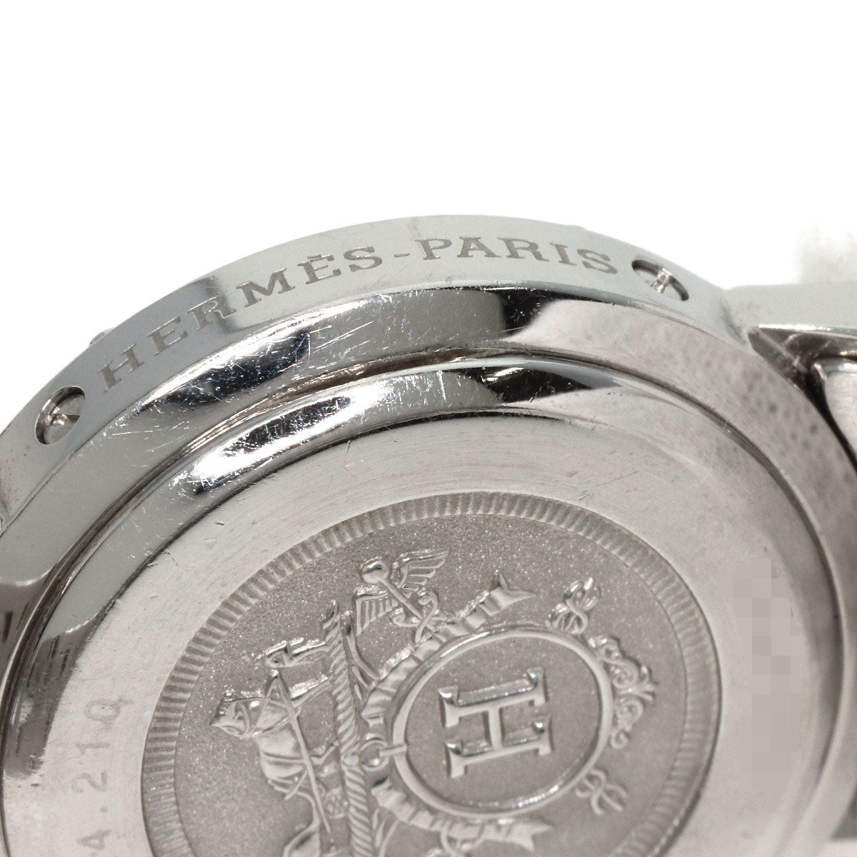 HERMES Watches Quartz CL4.210 Stainless Steel , Stainless Steel Silver Clipper black dial Women Used